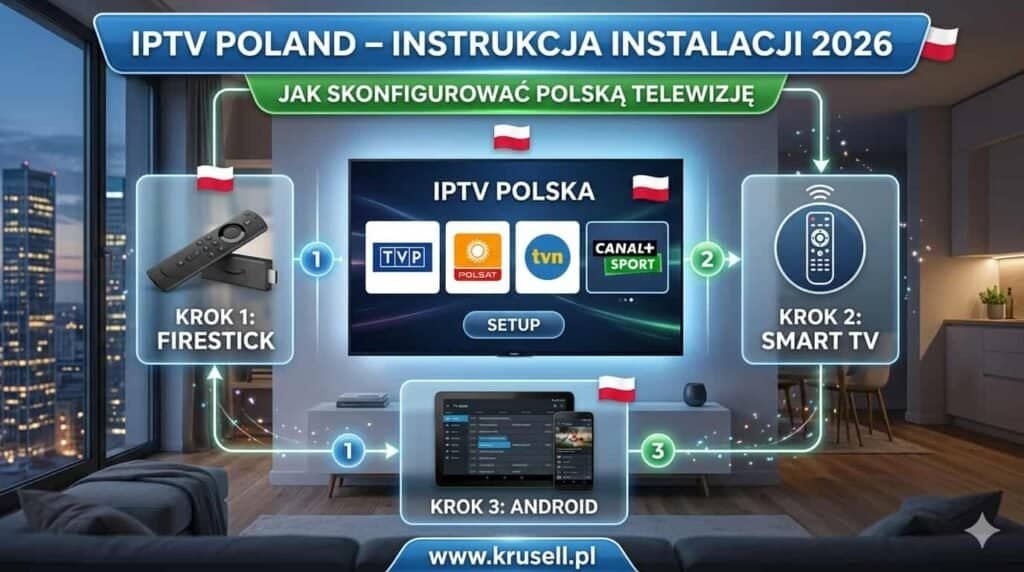 IPTV Poland - instrukcja instalacji na Firestick Smart TV Android 2026 - Krusell.pl